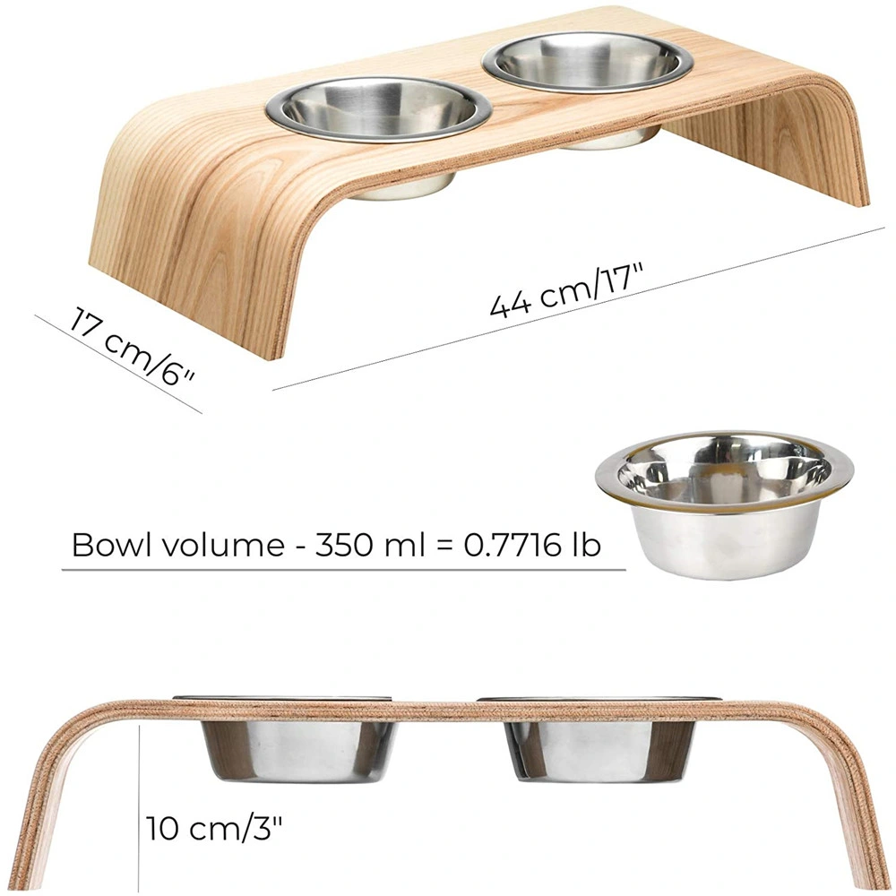 Natural Bamboo Veneer Pet Feeder High Quality Pet Supply